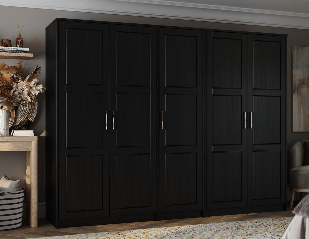 100% Solid Wood Urban 5-Door Wardrobe Armoire