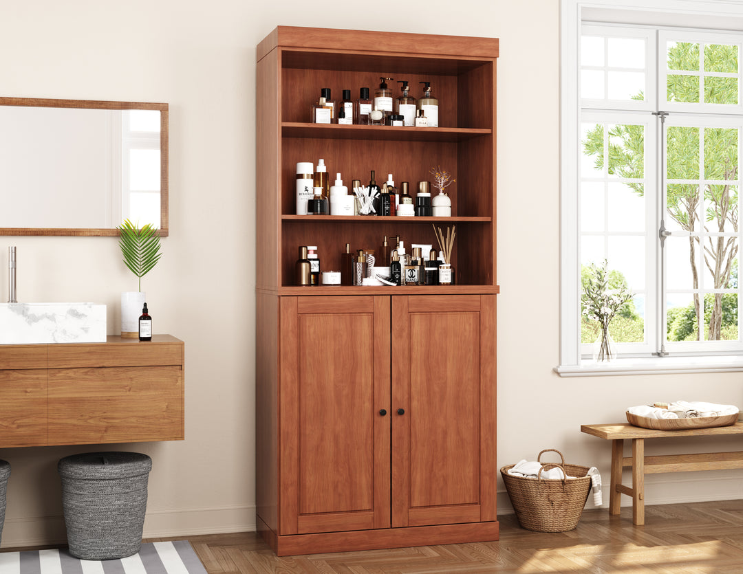 100% Solid Wood 32" Bathroom Cabinet with Doors, 2-drawer Set