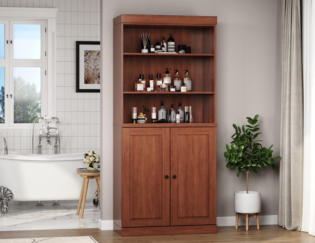 100% Solid Wood 32" Bathroom Cabinet with Doors, 2-drawer Set