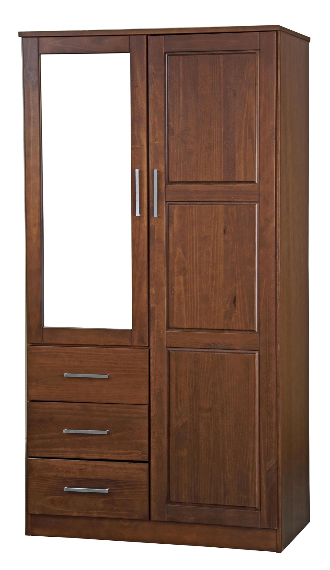 100% Solid Wood Metro Wardrobe Armoire with Mirrored Door